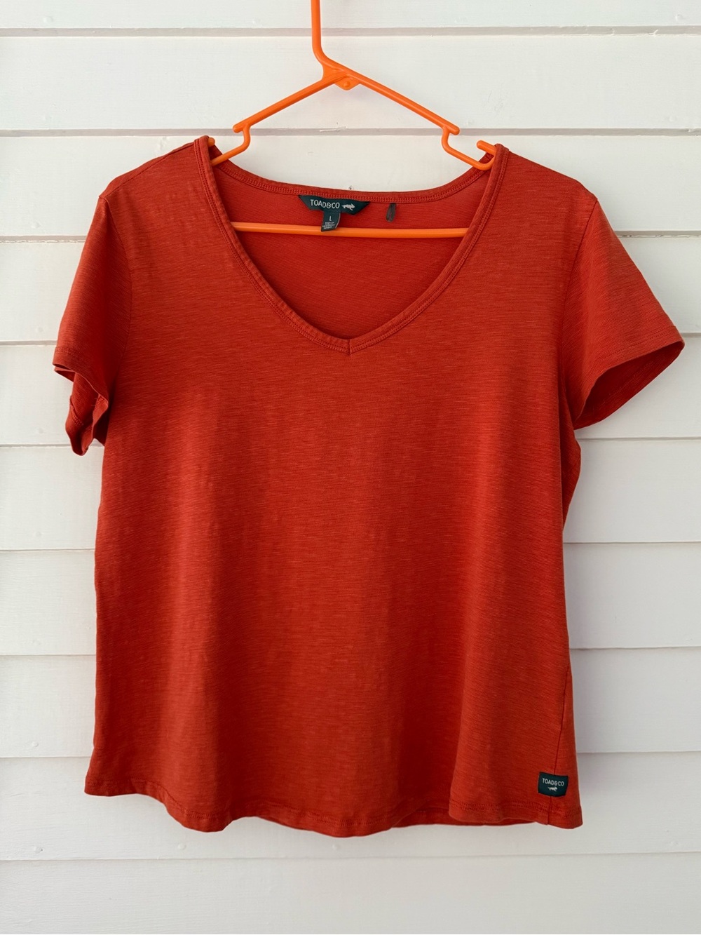Toad&Co | Organic Cotton Blend V-Neck Tee Orange Size Large